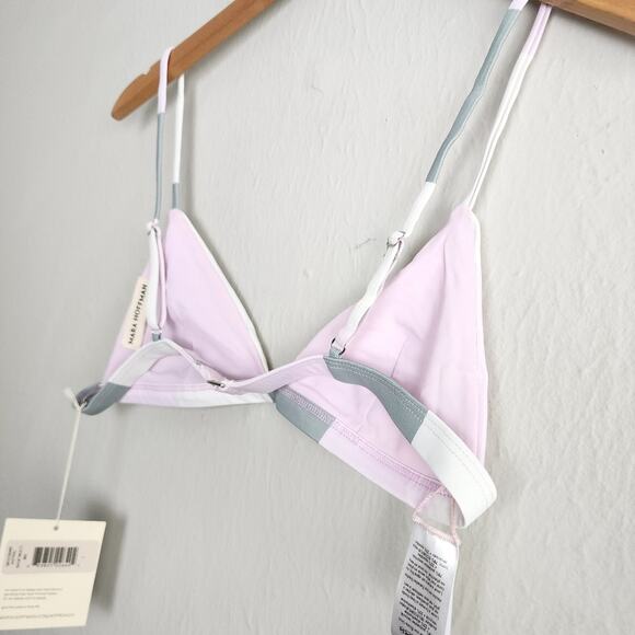 NEW Mara Hoffman Astrid Juniper Pastel Sage Multi Color Stripe Triangle Swim Top - Picture 12 of 13